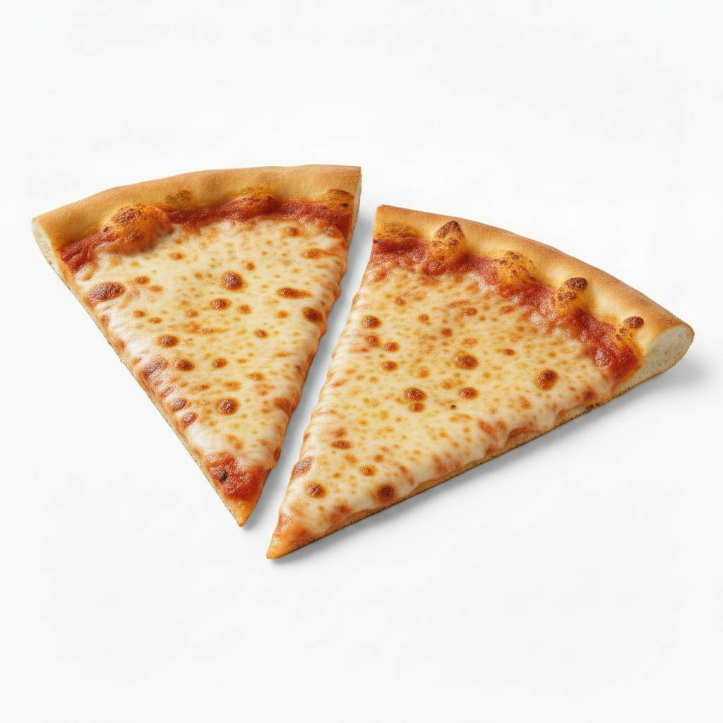 2 slices of pepperoni pizza on white background